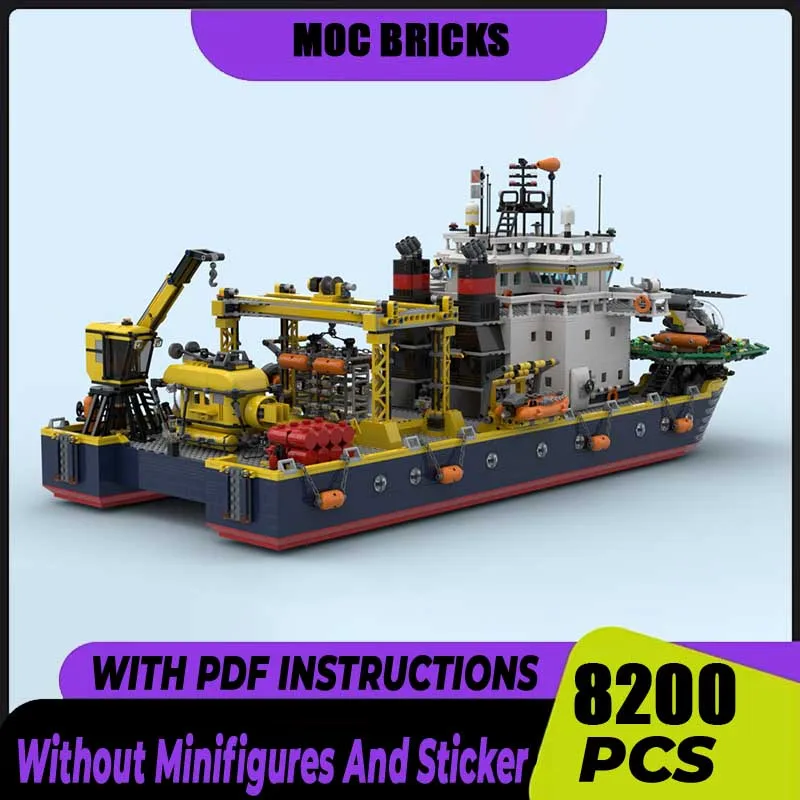 

Ship Boat Model Moc Building Blocks Catamaran Research Vessel Model Technology Bricks DIY Assembly Toys Construstion Set Gifts
