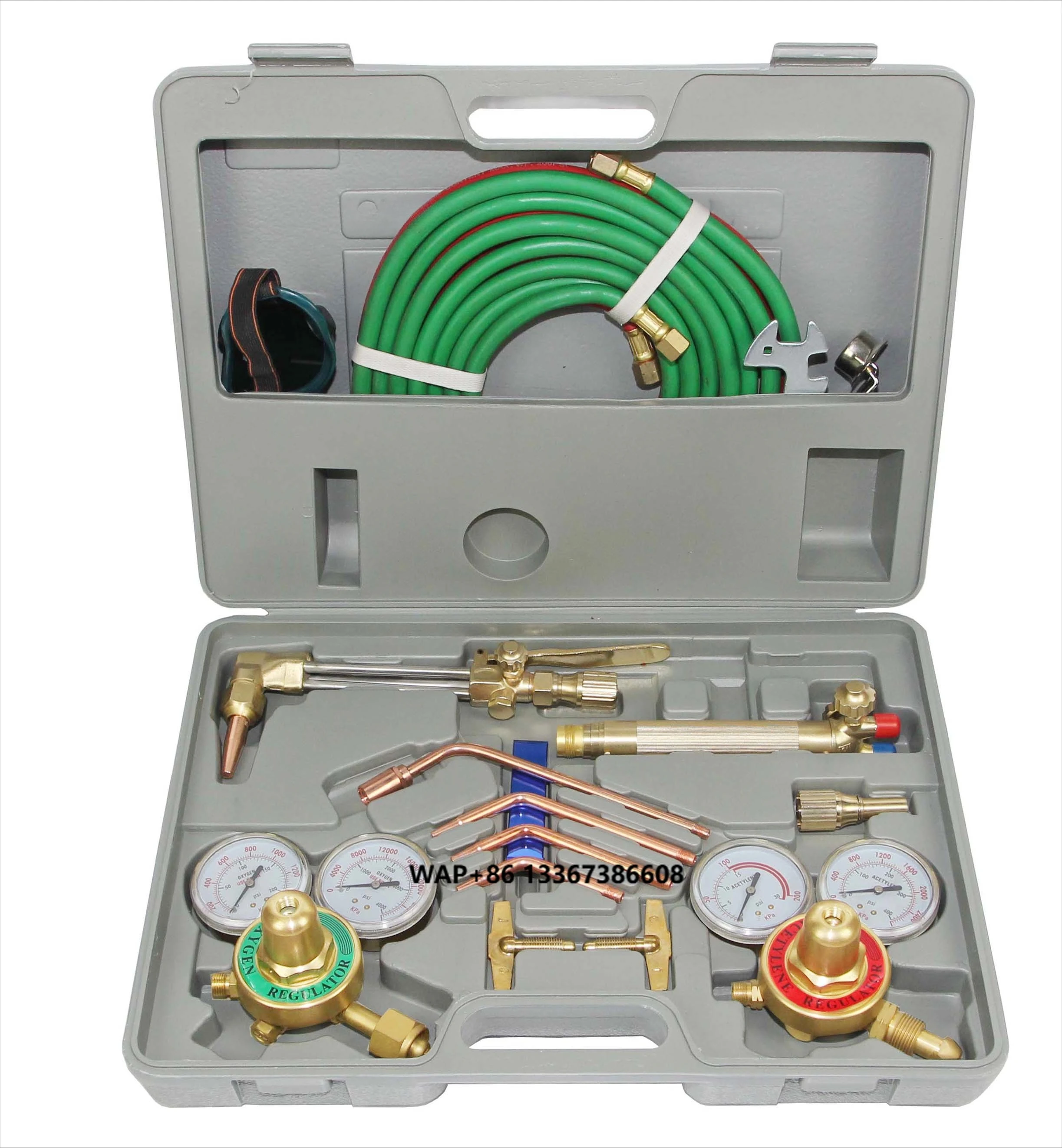 63-2 Portable Oxygen Acetylene/ Oxygen Propane Natural Gas Welding Cutting Torch Kit Professional Set Carrying Case