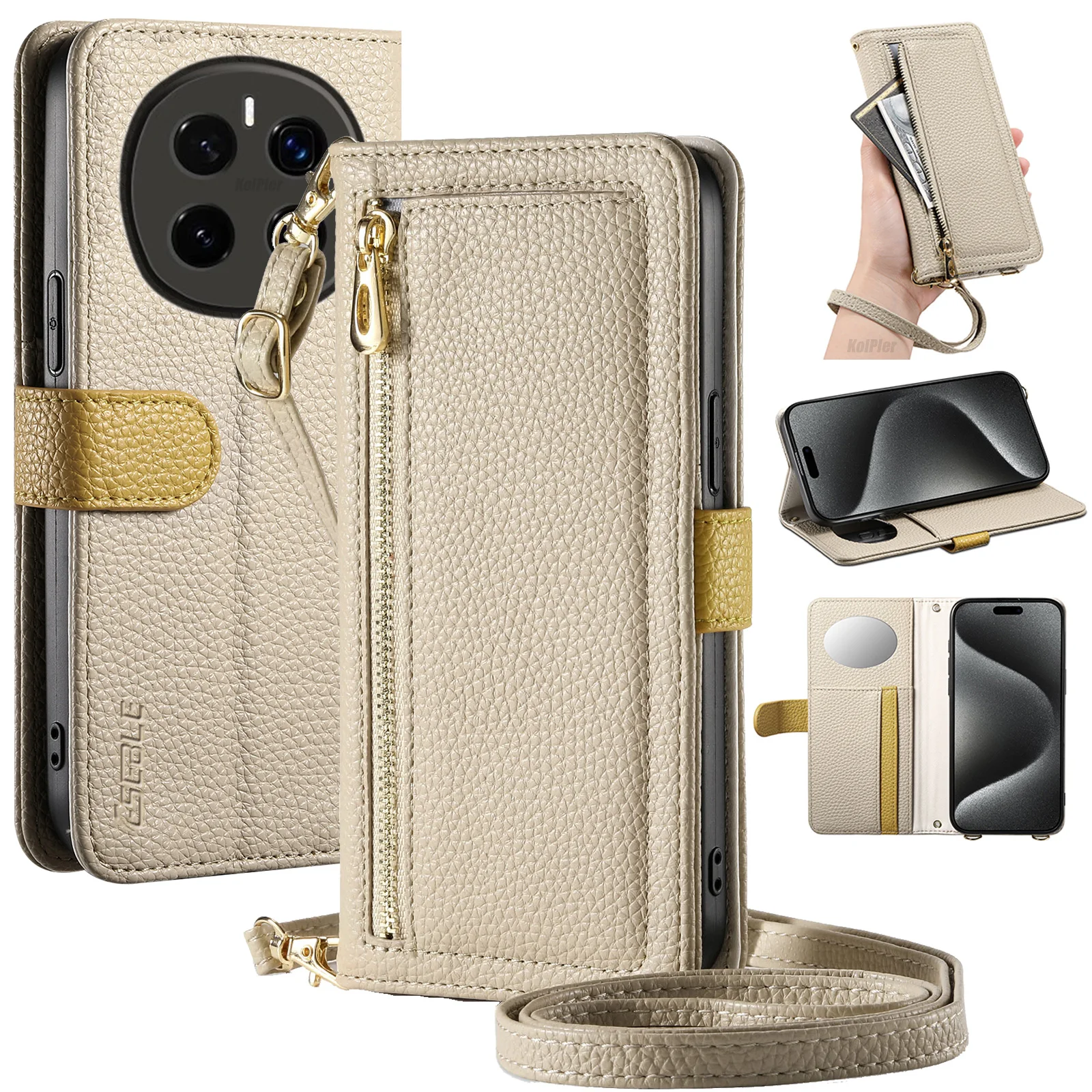 

Женский кожаный чехол через плечо для Huawei HONOR Magic 7 PRO Magic6PRO, откидная крышка-бумажник с отделениями для карт, раскладывающаяся сумка для телефона Capa