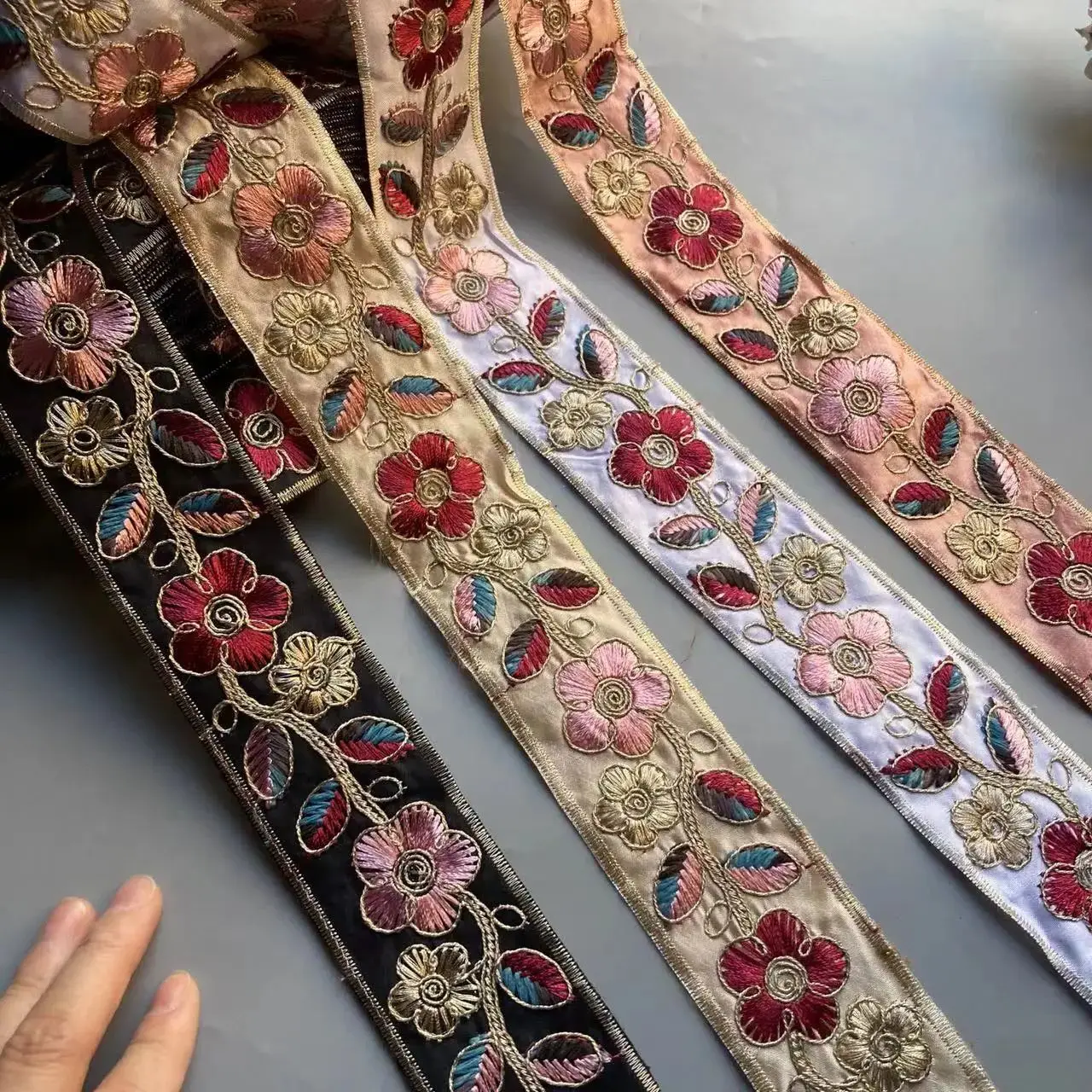 1 Yard 45mm Vintage Ethnic Lace Garment Accessories Multi-Colored Flower Sequins Embroidery Embroidery Belt Accessories