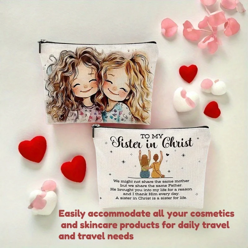 Borsa da viaggio portatile da 1 pezzo: borsa per cosmetici, accessori da viaggio, con motivo a cartoni animati, materiale in poliestere resistente, adatta per pendolarismo quotidiano, viaggi, uso all'aperto, borsa per cosmetici carina, regalo ideale per le giovani