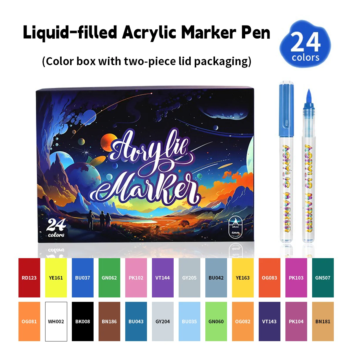 

12/18/24 Color Straight Liquid Soft Head Acrylic Marker Color-impermeable Stackable Korean Stationery Student Painting Graffiti