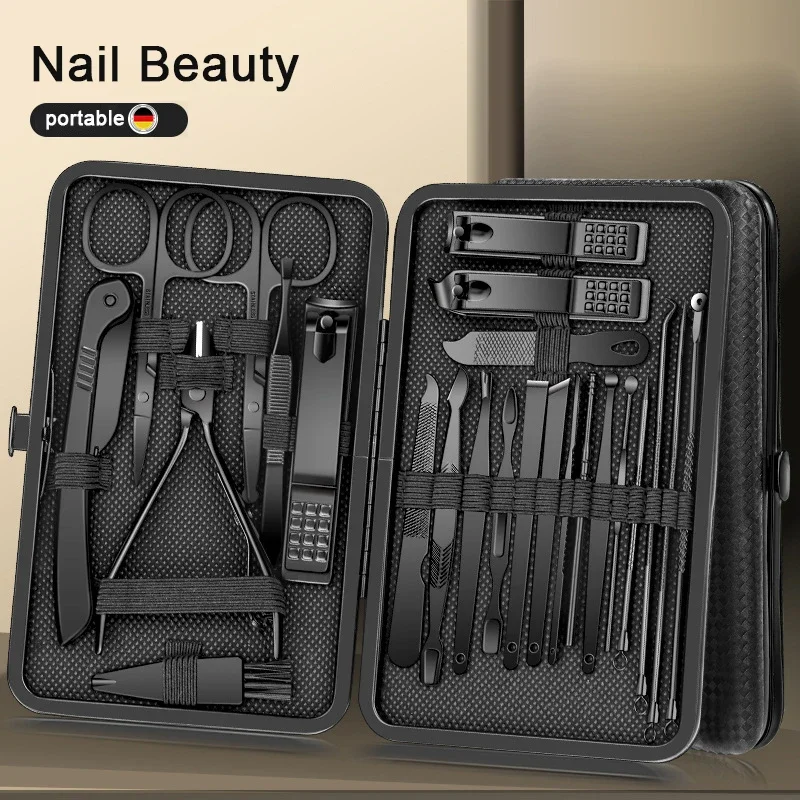 8/12/15/20/24 pezzi frese per manicure tagliaunghie set per uso domestico in acciaio inossidabile cucchiaio per orecchie forbici per pedicure strumento per la bellezza