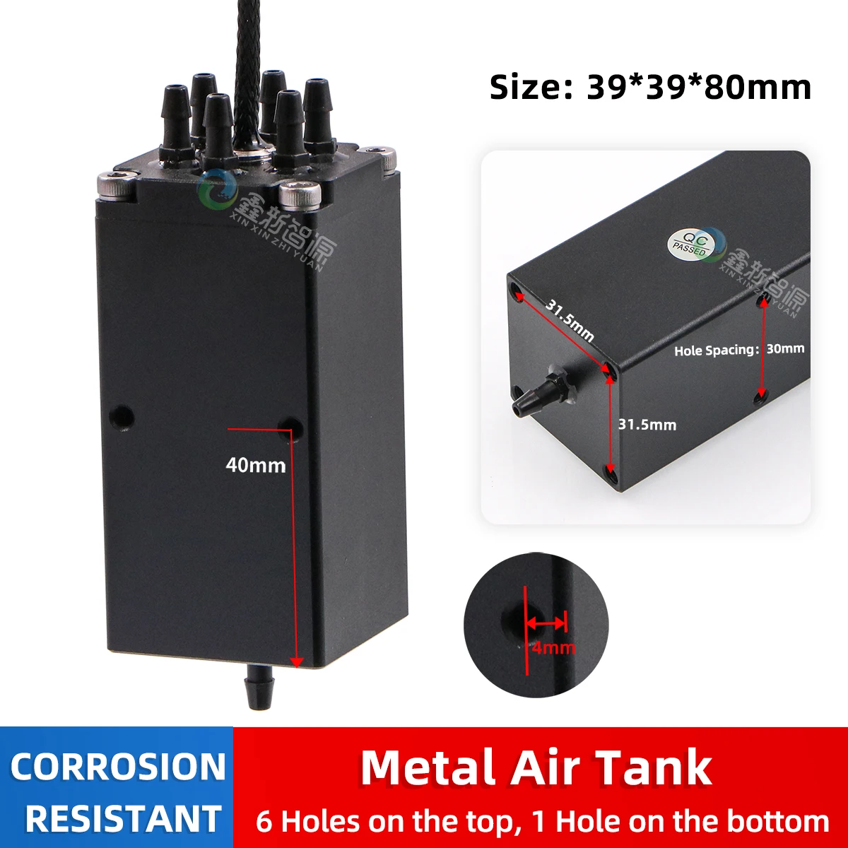 Ricoh G5 UV Flatbed Printer 6 Holes Metal Air Tank 39*39*80MM Negative Pressure Ink Cartridge for KGT Inkjet Printer Ink Bottle