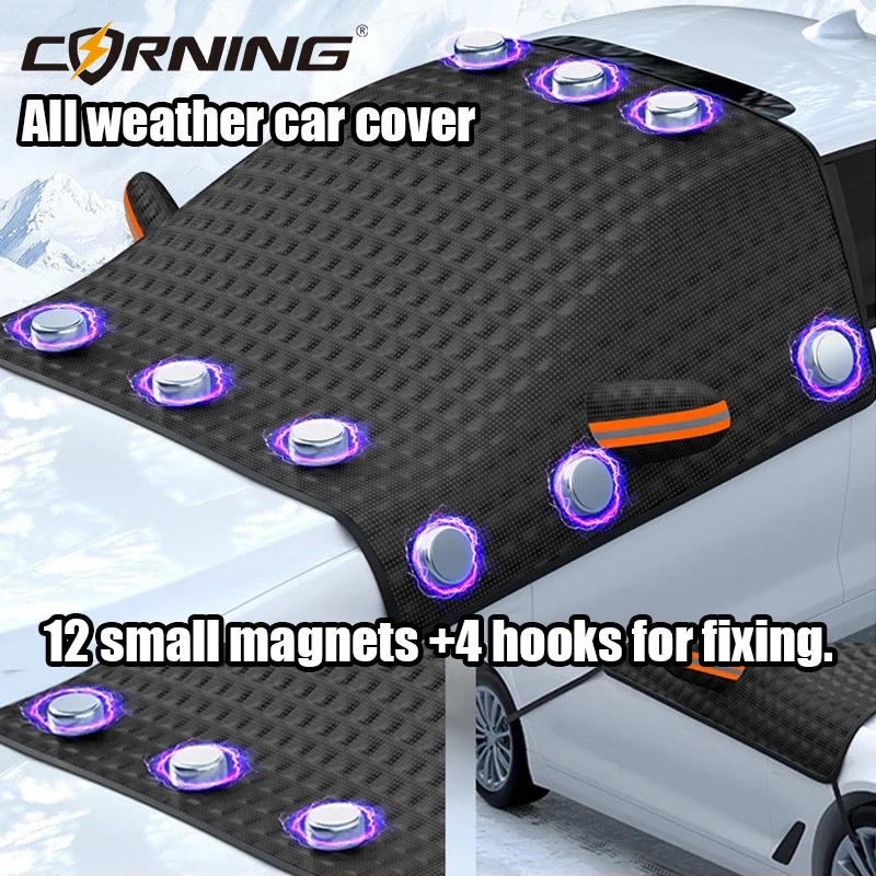 Car Half Cover Black Protector Winter Awning Snow Covers Windshield Protective Outdoor Sunshade Front Glass Waterproof Vehicle