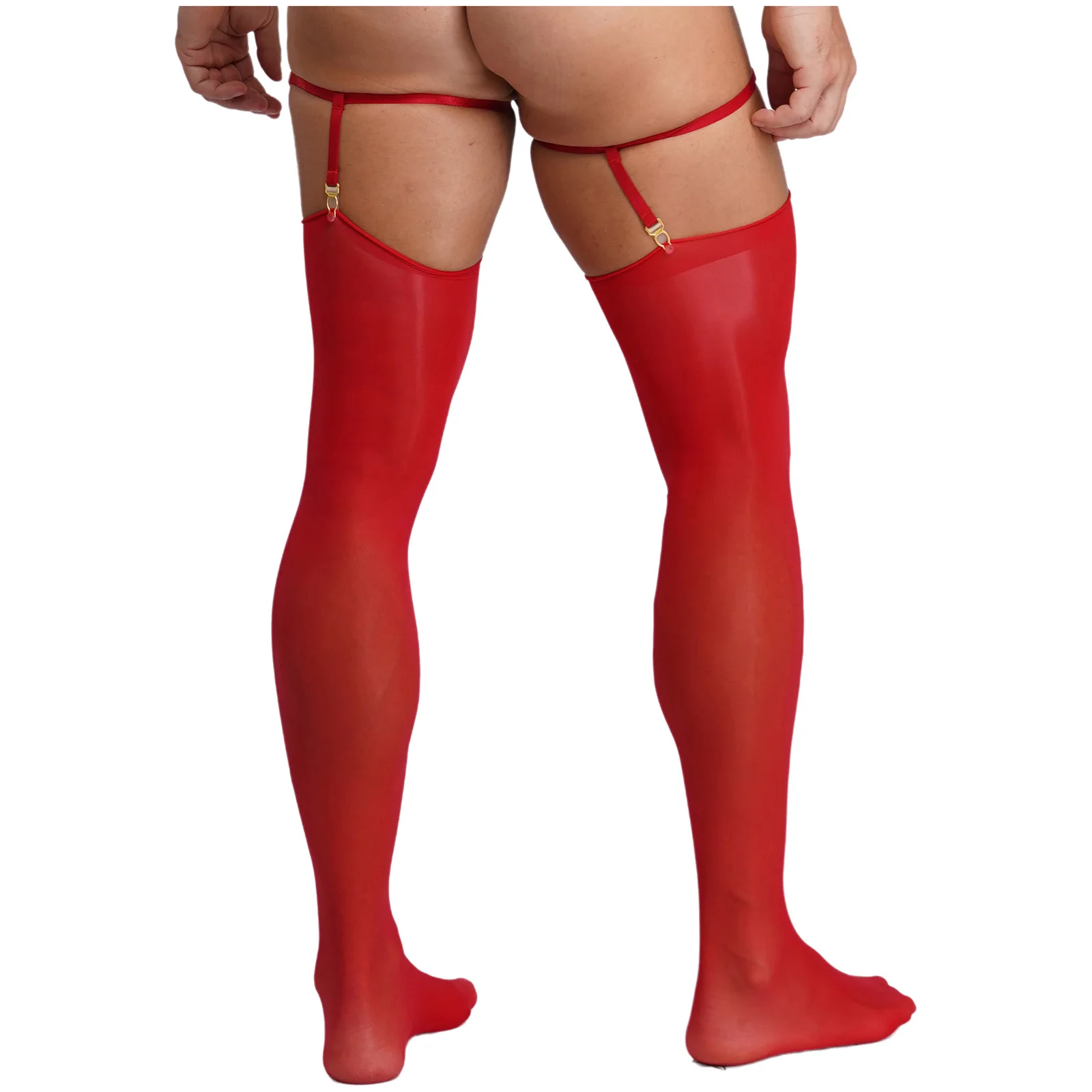 Sissy – bas transparents pour hommes, avec bande serrée réglable, ultra-fin, extensible, cuissardes hautes, longues, Lingerie Cosplay Drag Queen
