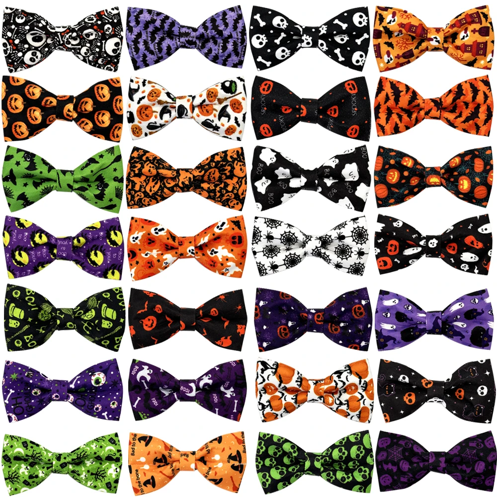 50/100pcs Halloween Style Dog Bowtie Dogs Accessories Sliding Pet Dog Bow Tie Dog Collar Dogs Pets Bowties Movable Pet Supplies