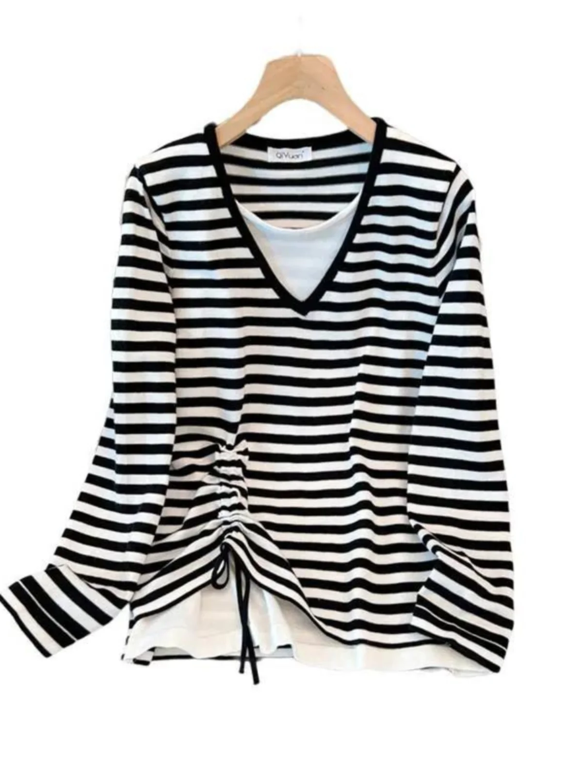 เสื้อยืดทรงหลวมสไตล์เกาหลีสำหรับผู้หญิงไซส์ใหญ่ ช่วยพรางหน้าท้อง สายเดี่ยว ผ้าบางเบา เหมาะสำหรับฤดูใบไม้ผลิและฤดูใบไม้ร่วง