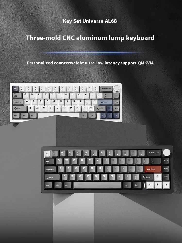 Imagem -04 - Yunzi Al68 Teclado Mecânico Personalizado Junta Permutável Cnc Alumínio 2.4g bt sem Fio 6000mah Dinâmico Rgb Teclado para Jogos