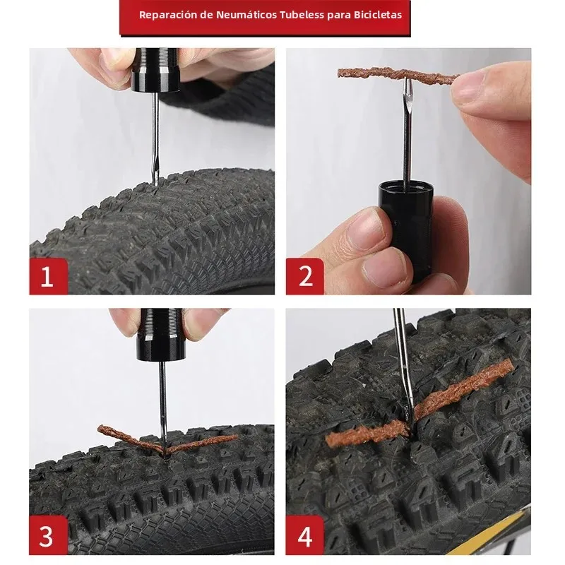 Imagen 6: Bomba de bicicleta CO2 de aleación de aluminio con Kit de reparación de neumáticos sin cámara, válvula Schrader y Presta, inflador de neumáticos de bicicleta CO2 para bicicleta de carretera MTB