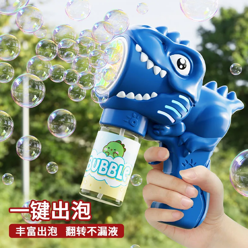 6-gaats dinosaurus bubble gun kinderen speelgoed bubbels machine automatische zeepblazer met licht zomer outdoor party games kinderen cadeau