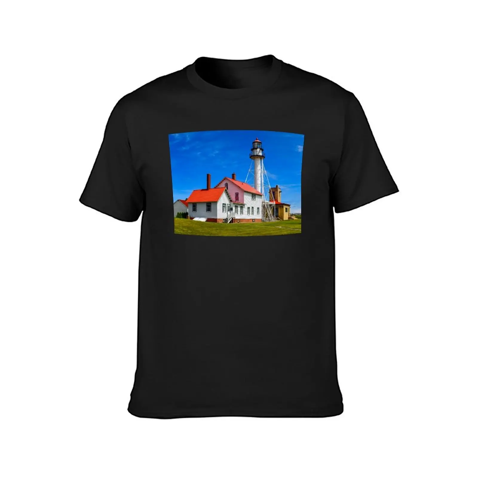 Whitefish Point Lighthouse - Color T-Shirt Short sleeve tee sweat shirts graphic tees T-shirts for men cotton