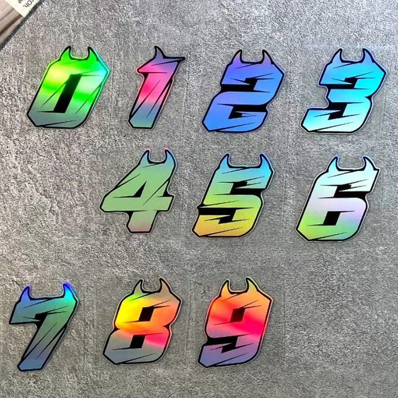 Demon Laser Motorcycle Number 0-9 Sticker Waterproof Vinyl Decal DIY For Motorbike Front Fairing Fuel Tank Helmet Scooter Decor