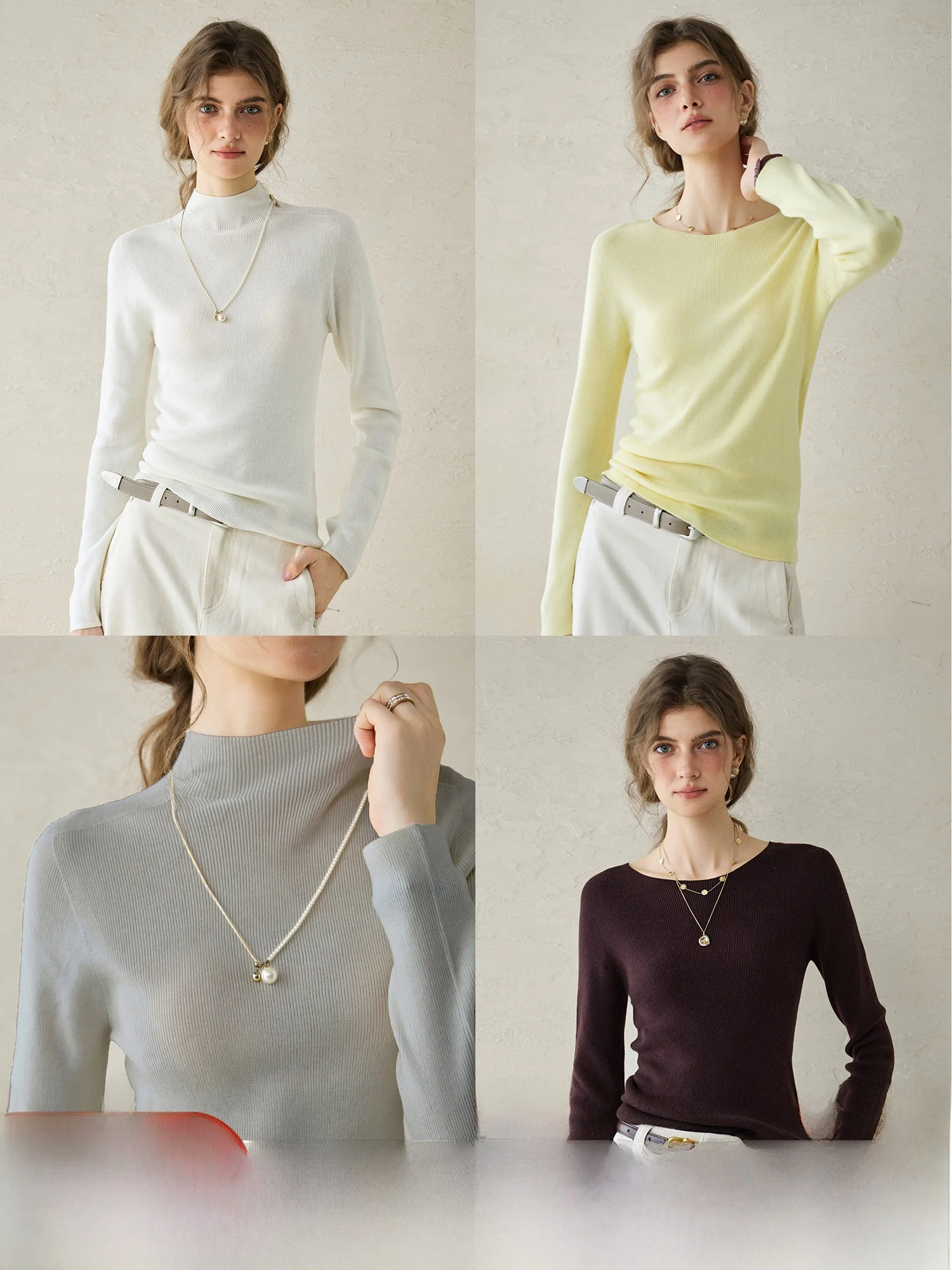 

Шерстяной свитер из шелковистой шерсти с высоким круглым воротом, вязаный, простой, повседневный, женский, модный, осенне-зимний топ