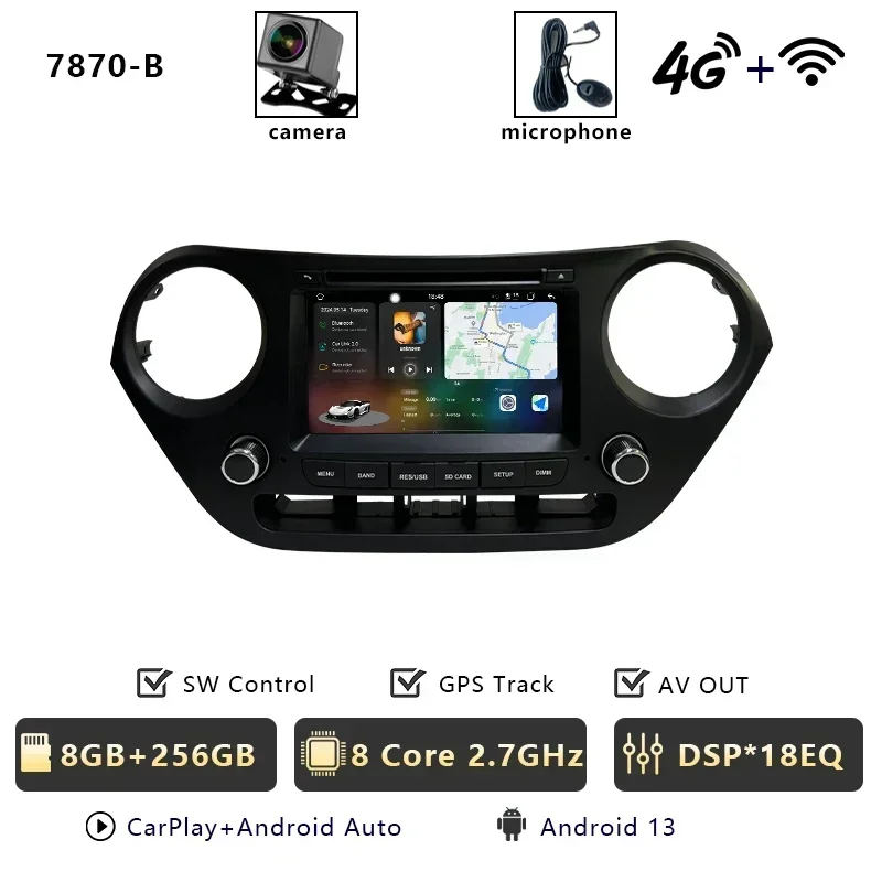 CHESTEK Android 13 Autoradio Voor Hyundai i10 Grand 2013 2014 2015 2016-2018 Carplay Multimedia Video Speler navigatie WIFI 4G BT
