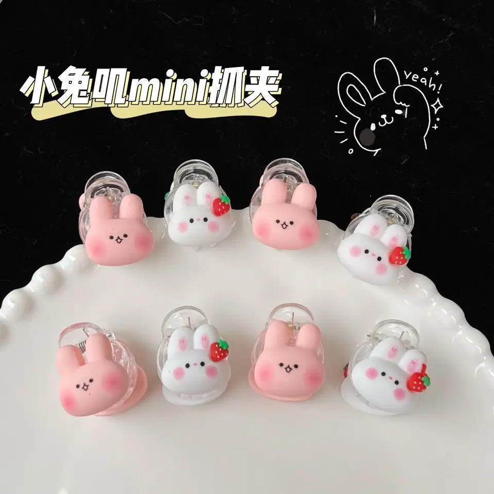 2 قطعة مقاطع Cottagecore الأرنب الفراولة أحمر الخدود لطيف ذيل حصان حامل الانفجارات تأمين للمراهقين فيونكات شعر للفتيات