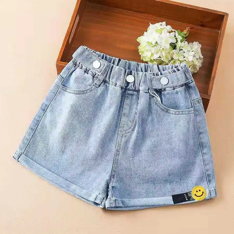 2024 Summer Girls Cute Cartoon Smile Jeans Shorts Baby Kids Children Denim Hot Pant