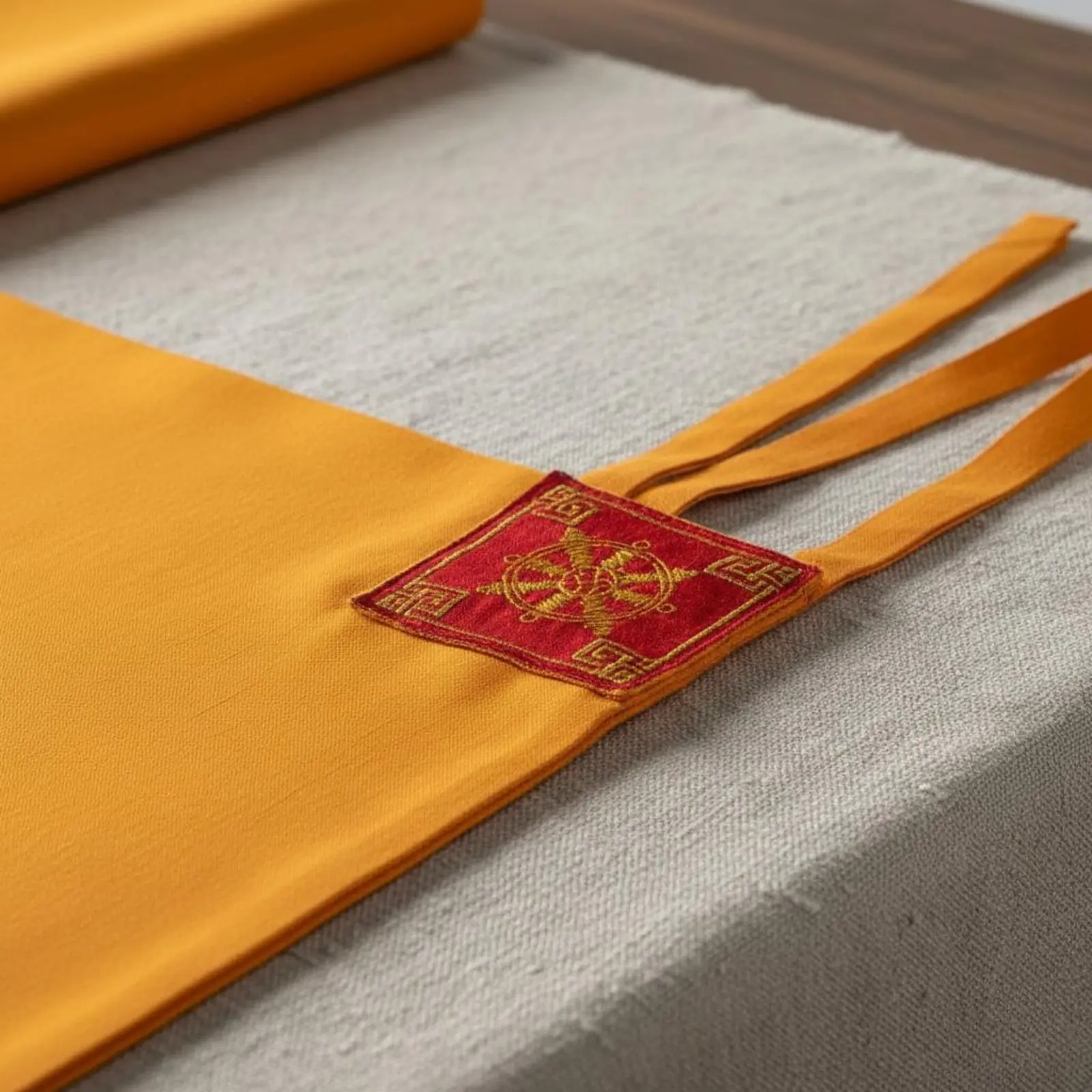 

Tibetan Scripture Wrap Portable Embroidered Sutra Cover Prayer Book Protector Long-Lasting Textile Book Pouch with Ties