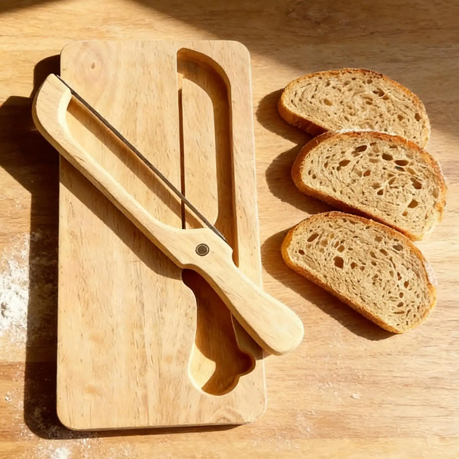 Rebanador de pan de doble cara, sierra de arco para Bagel, cortador de pan y Kit de tablero de pan de madera para Taost Cake, Baguettes, desayuno, pastelería, Chefs