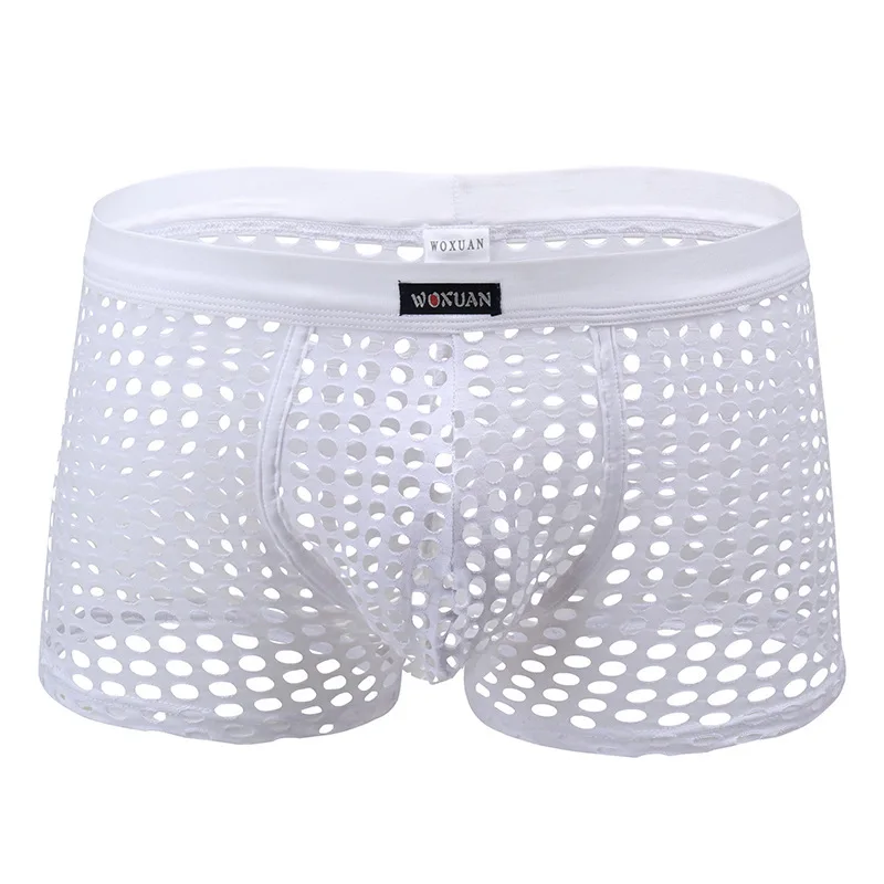 

Transparent Sexy Boxers Underwear Men Mesh Erotic Boxershorts See Through Netted Pouch Underpants Male Gay Romantic Lingeries