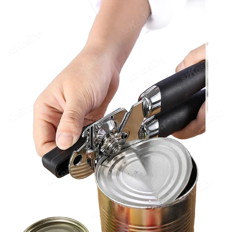 Stainless Steel Can Opener Powerful Can Knife Household Multifunctional Kitchen Tools Side Cut Bottle Opener Anti-Slip Handle