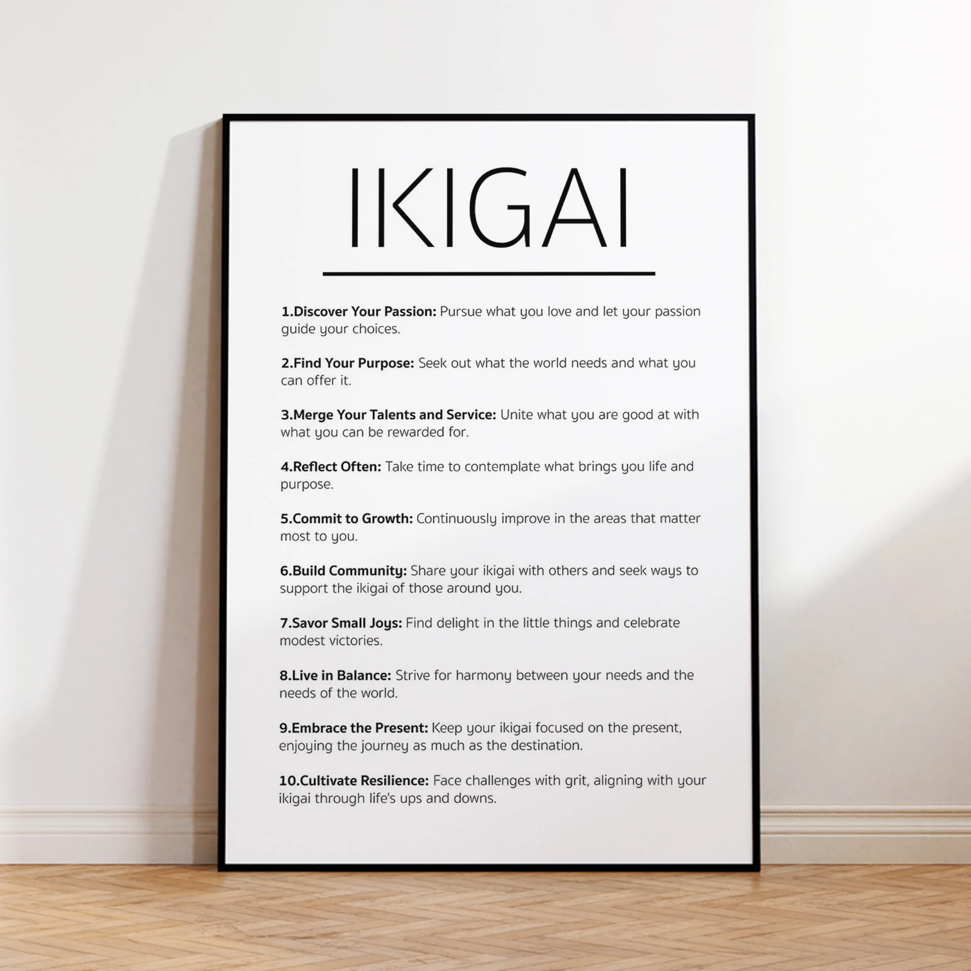 Modern Ikigai Principles For A Fulfilling Life Wall Art Print Canvas Painting Poster Picture For Living Room,Bedroom Home Decor