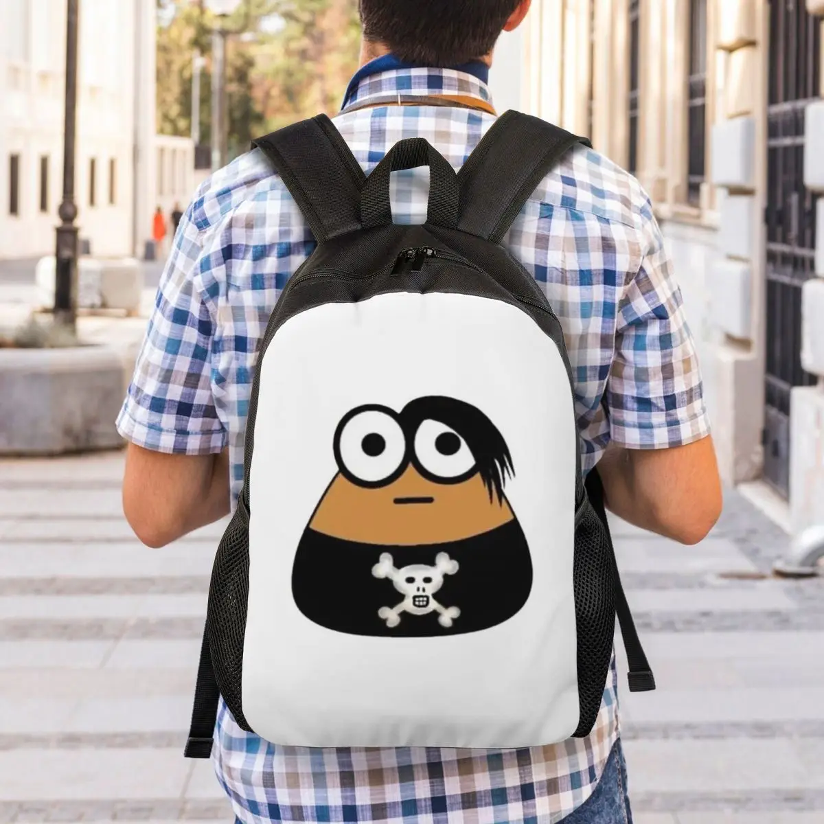 Emo Goth Pou Meme Brown Alien Baby Mobile Pet Backpack Student Boys Girls BookBag School Bag Computer Shoulder Bags