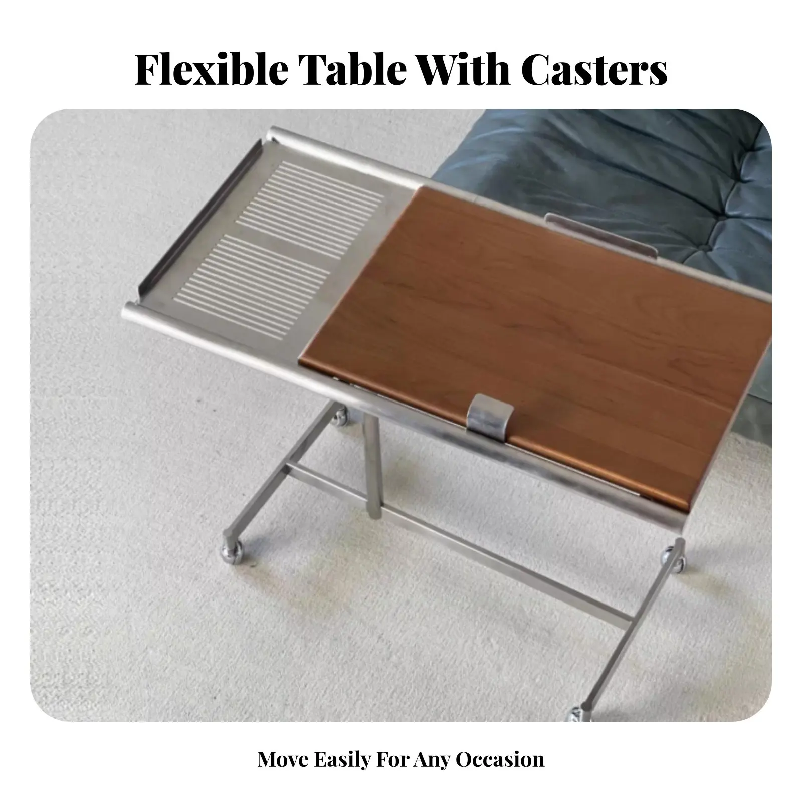 

Adjustable C-Shaped Table Multi-Purpose Rolling C-Shaped Table Mobile Design Easy Assembly for Apartment Dwellers, Homeowners