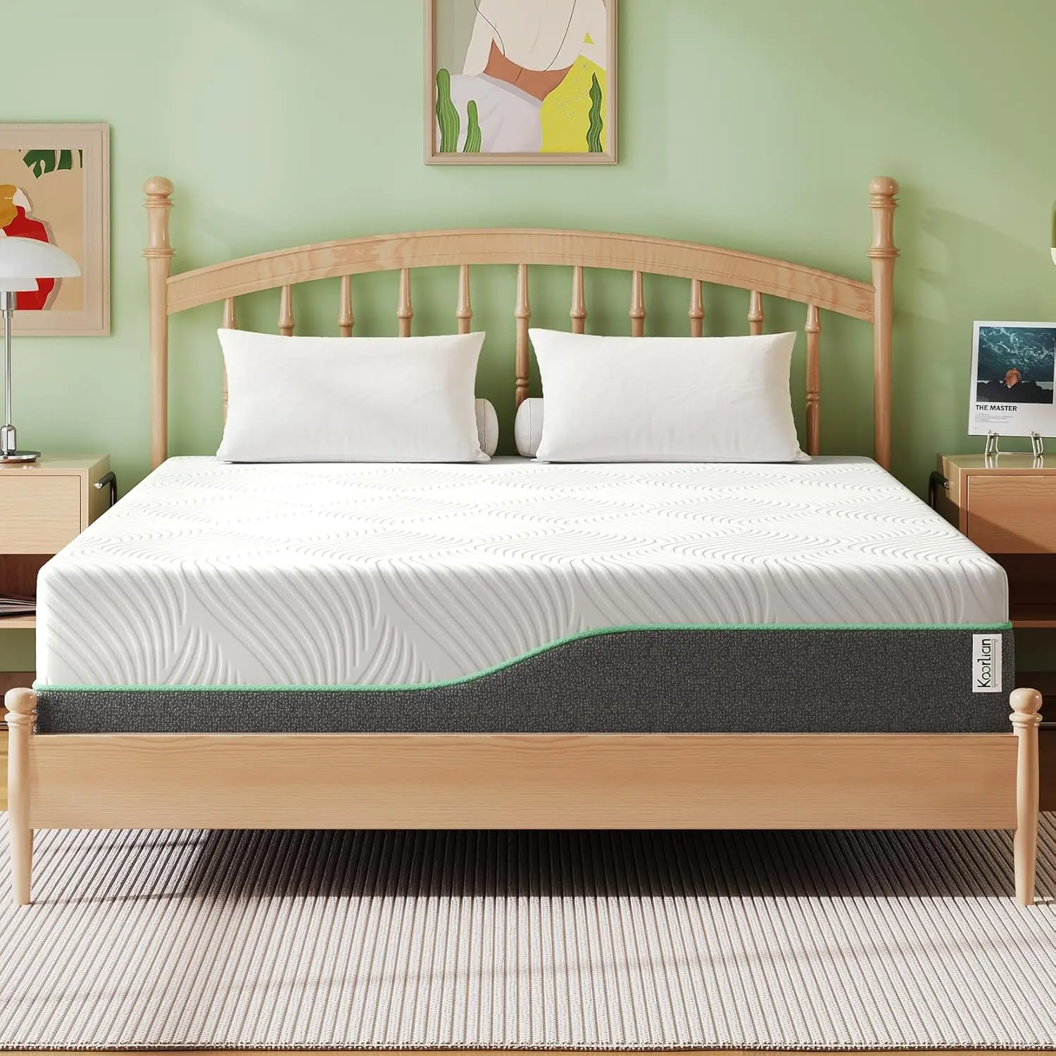 Matelas pleine grandeur en mousse à mémoire de forme, gel refroidissant, matelas complet dans une boîte, matelas de soutien des instituts de pression, respirant, 12 po