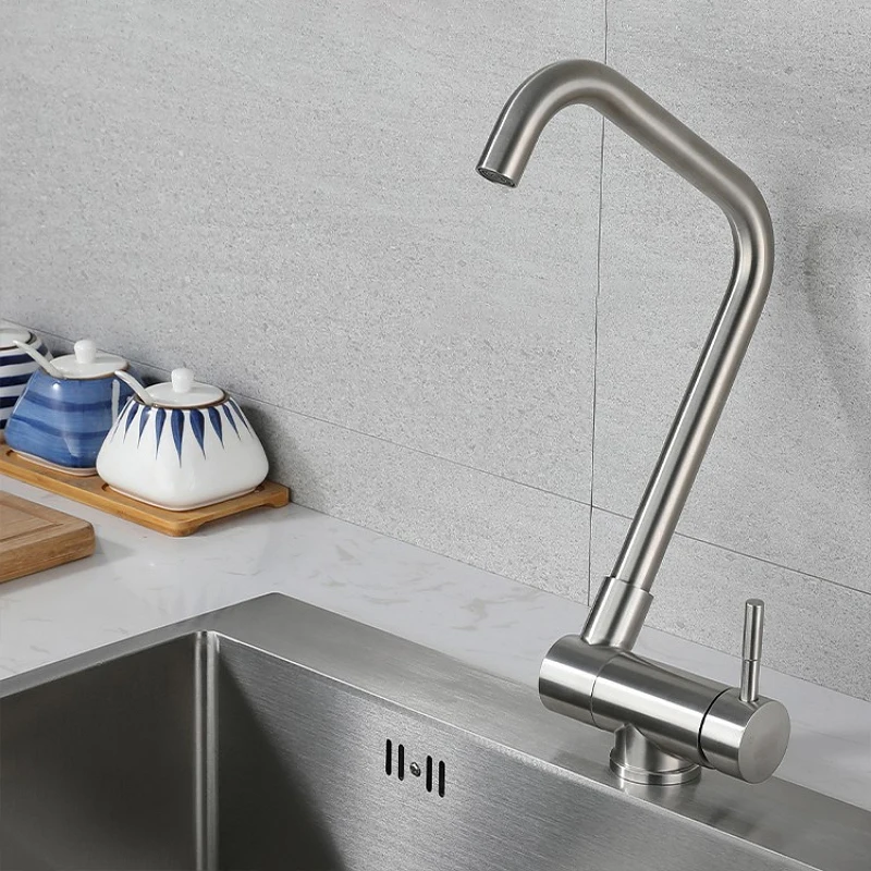 Stainless Steel Foldable Kitchen Faucet Inner Window Sink Mixer Faucet 360 Degree Swivel Basin Tap for Home Camping RV Caravan