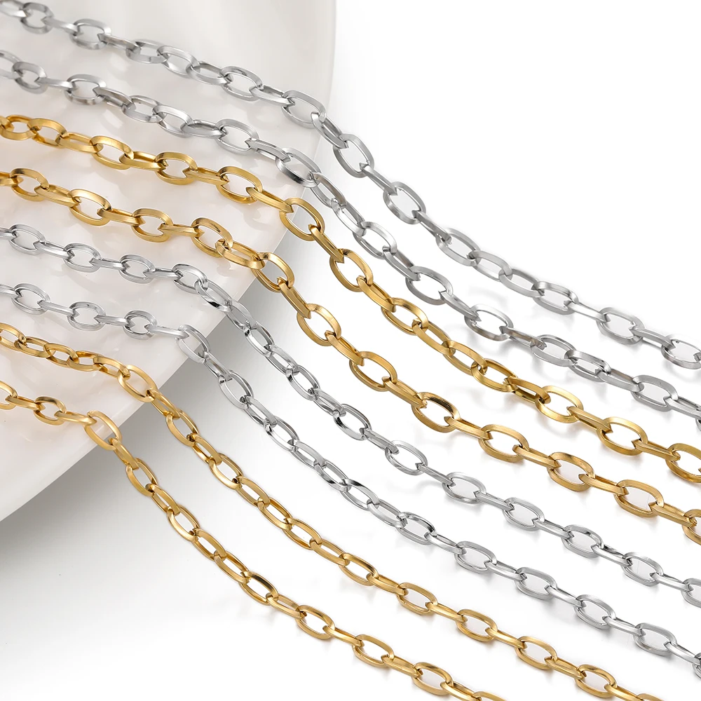 1M/Pack 6.5/7.5mm Stainless Steel Big Hole Gold Steel Handmade Chains for DIY Necklace Bracelet Jewelry Making Accessories image 4