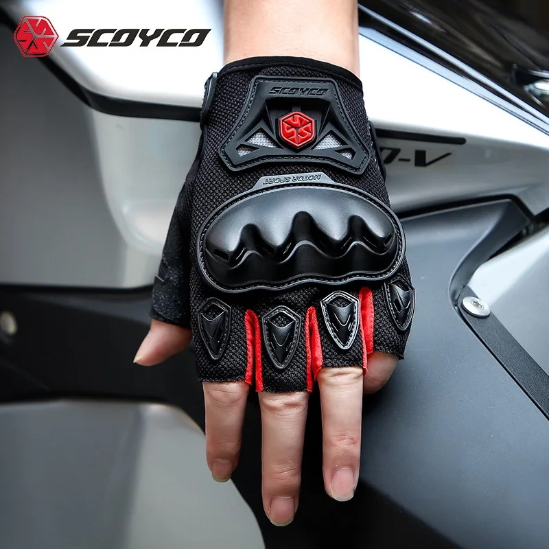 Motorcycle Gloves Half Finger SCOYCO MC29D Men Summer Cycling Motorbike Glove Motocross Racing Riding Cycling Mitt