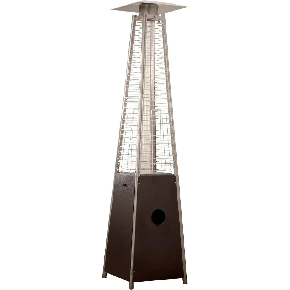 Pyramid Glass Tube Propane Patio Heater w/Wheels, 40,000 BTU, Hammered Bronze