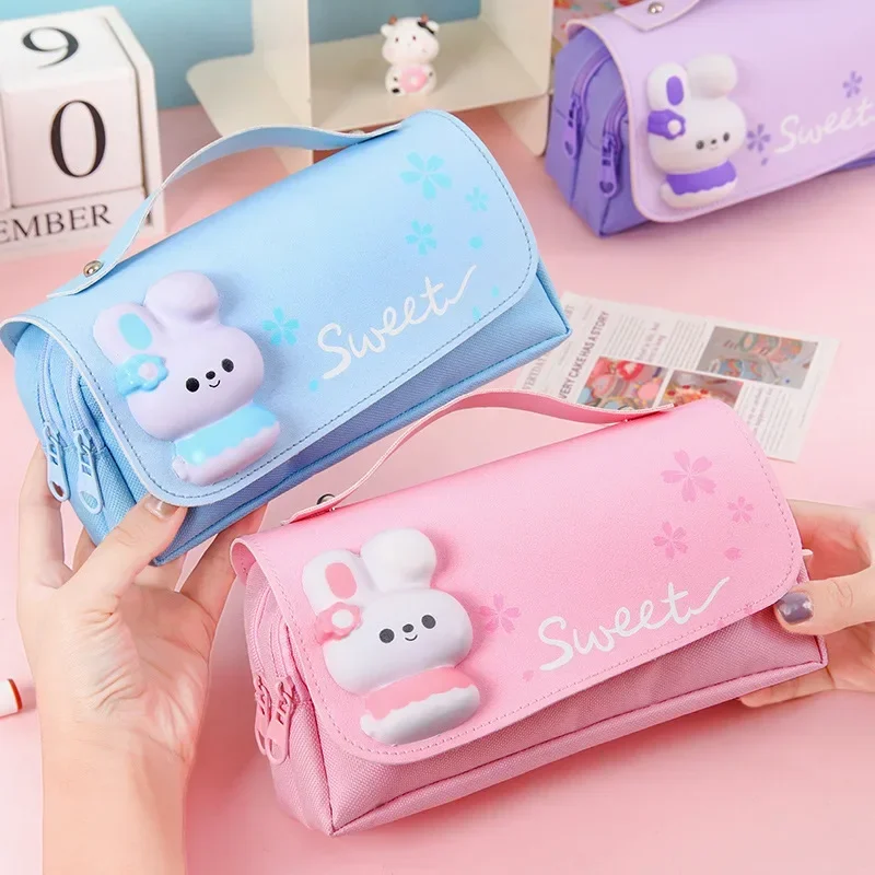 

Student Prize Cute Girl Heart Stationery Box Bag Decompression Pen Japanese High Beauty New Rabbit Ins Large Capacity