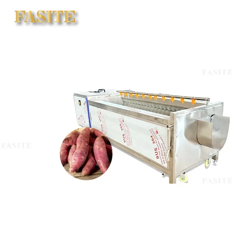 For Automatic Potato Sweet Potato Ginger Cleaning Peeling Machine Industrial Large Capacity High Efficiency Washing Brush
