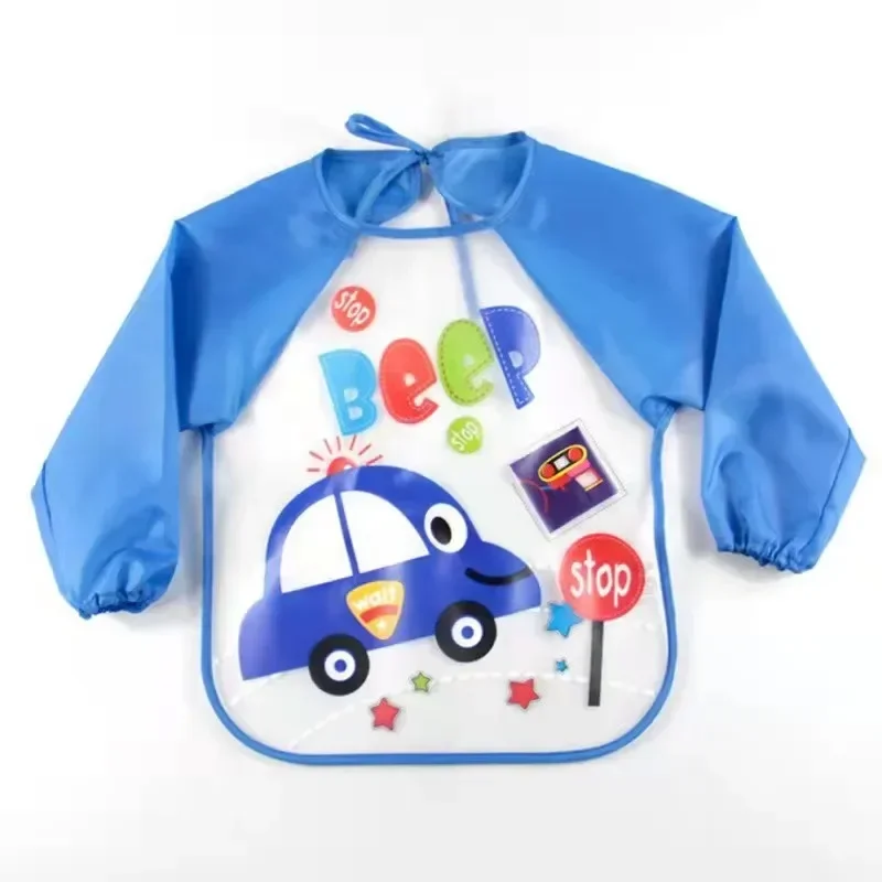 Cute Cartoon Animals Baby Bibs Waterproof Colorful Children Bib Full Sleeve Bibs Children Apron Long Sleeve Feeding Bibs Baby