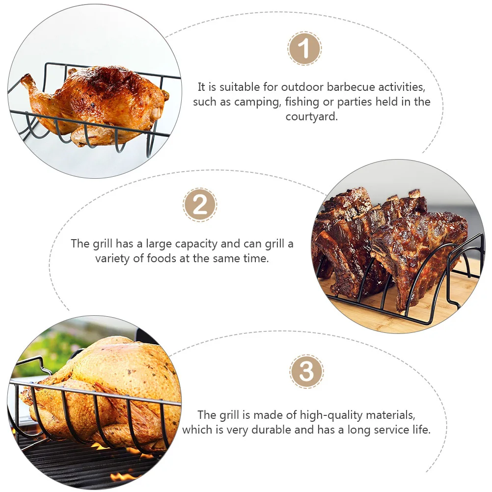 

2Pcs Sturdy Iron Bbq Rack Rack Durable Portable Outdoor Barbecue Grill Multi-Purpose Non-Stick Coating