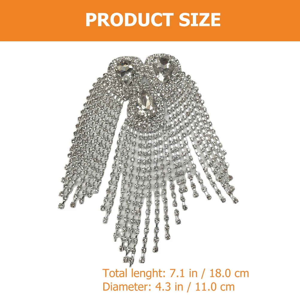 

Crystal Tassel Rhinestones Epaulet Shoulder Acrylic Retro Shoulder Epaulettes Decor White Color Fashion Accessories