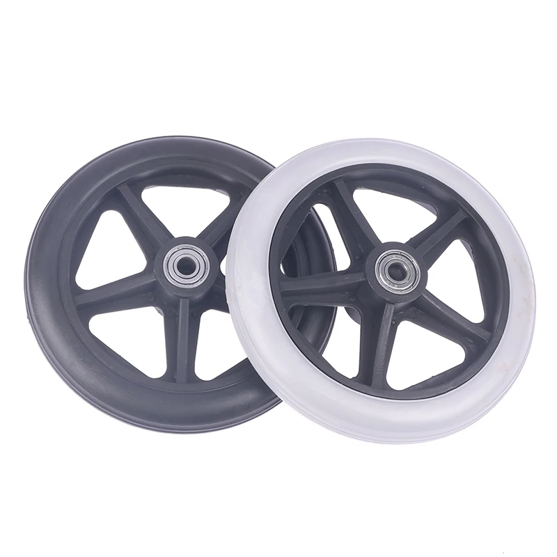 Grey/Black 6 Inch Wheels Smooth Flexible Heavy Duty Wheelchair Front Castor Solid Tire Wheel Wheelchair Replacement Parts