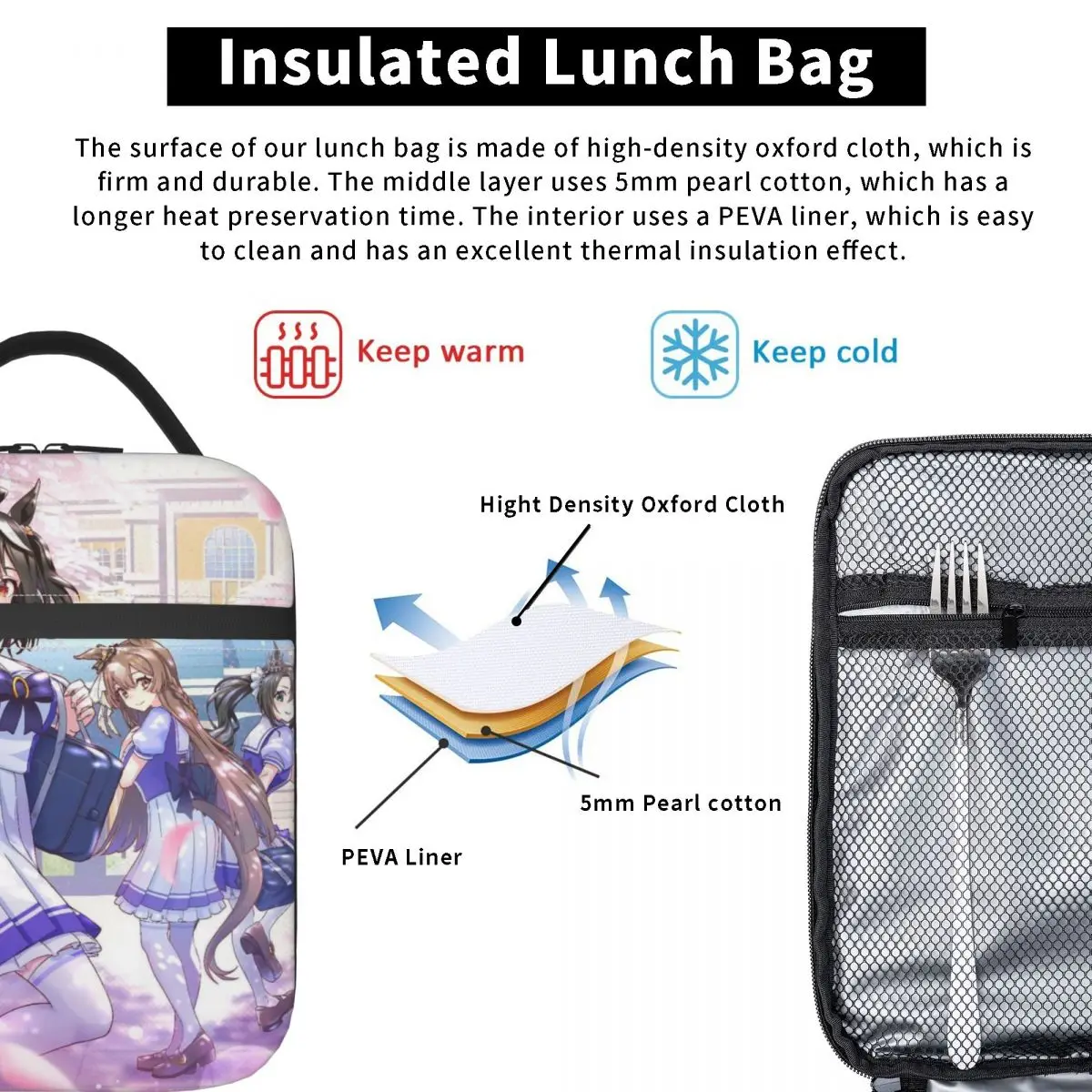 أوما موسومي بريتي ديربي معزول أكياس الغداء تخزين عبوة الطعام المحمولة برودة صندوق الغداء الحراري للسفر #5