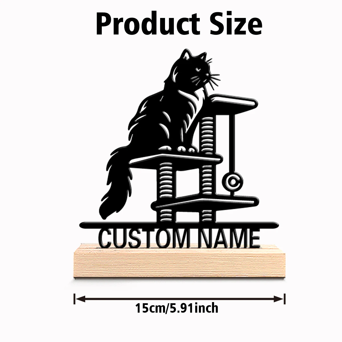1pc Cute Personalized Custom cat Metal Statues Cosmic Wooden Base Decor for Space Enthusiasts Kids’ Rooms Sci-Fi Themed Offices