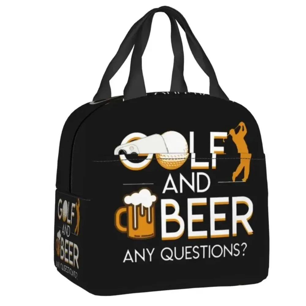 Golf And Beer Insulated Lunch Box for Women Portable Warm Cooler Thermal Lunch Bag Work School Picnic Food Container Tote Bags