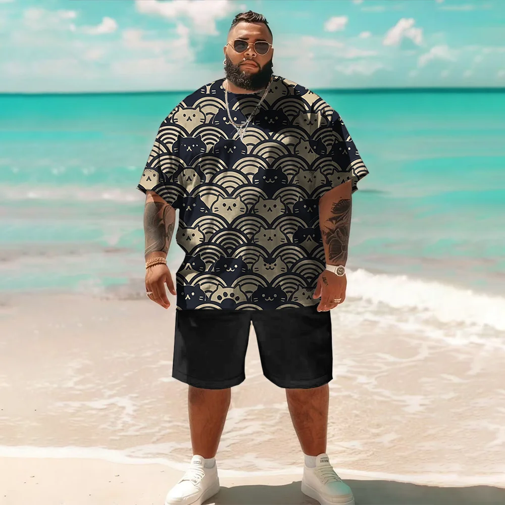 

S-9xl plus size Men's Short Sleeve Set: Textured Chic - 2-Piece Big & Tall Fit, Soft Breathable Fabric, Sleek Waffle Weave,