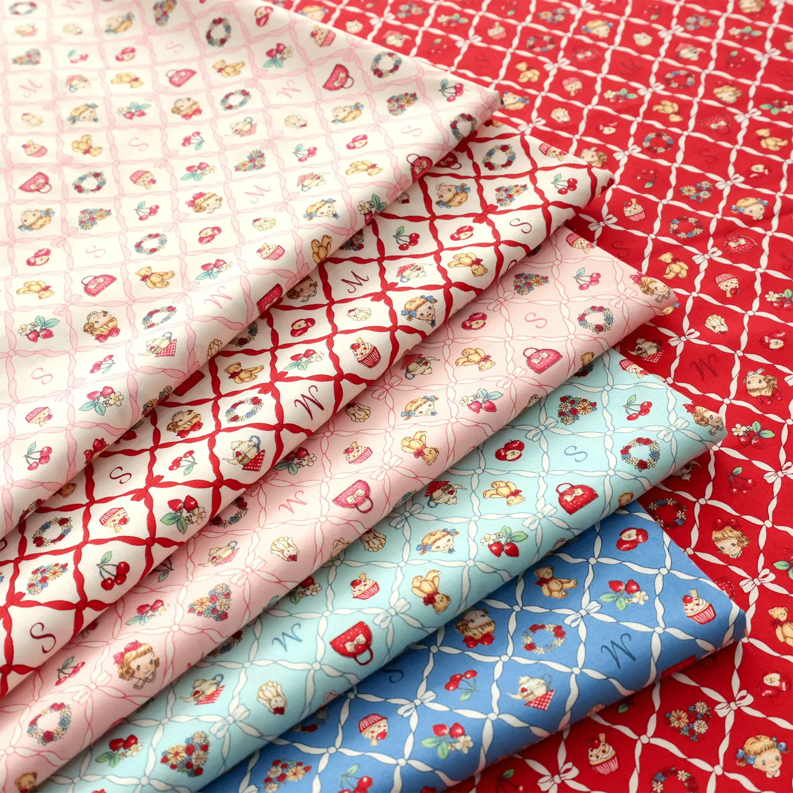 

45x108cm Premium Japanese Cosmo Margaret Limited 40s Cotton Fabric For Handcraft Sewing Bow Plaid DIY Material