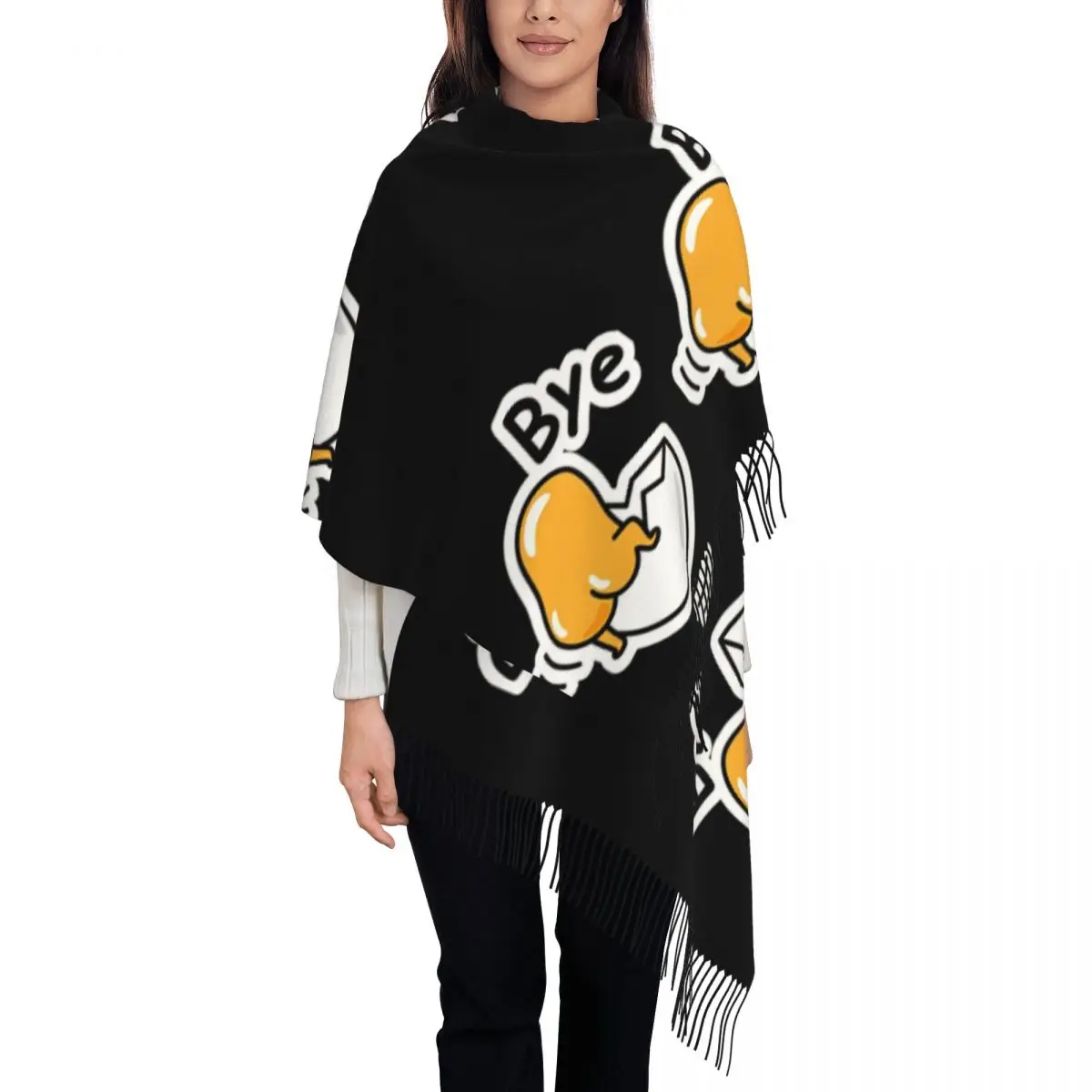 Women's Scarf with Tassel Gudetama The Lazy Egg Bye Large Winter Warm Shawl Wrap Gifts Pashmina Scarves