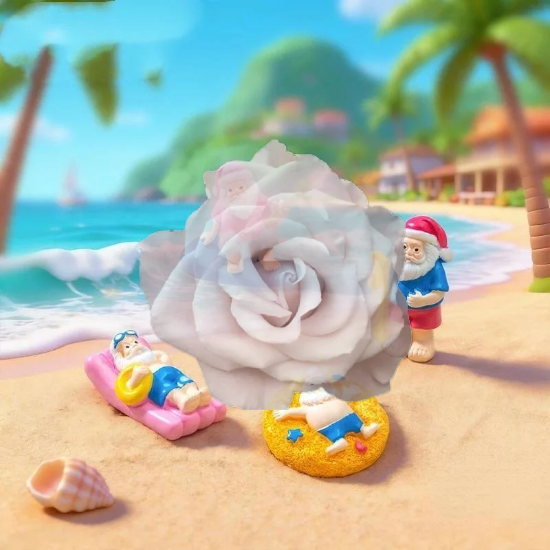 Popular Mini Resin Summer Santa Claus Figurines Adorable Design For Beach Garden Desktop Decor