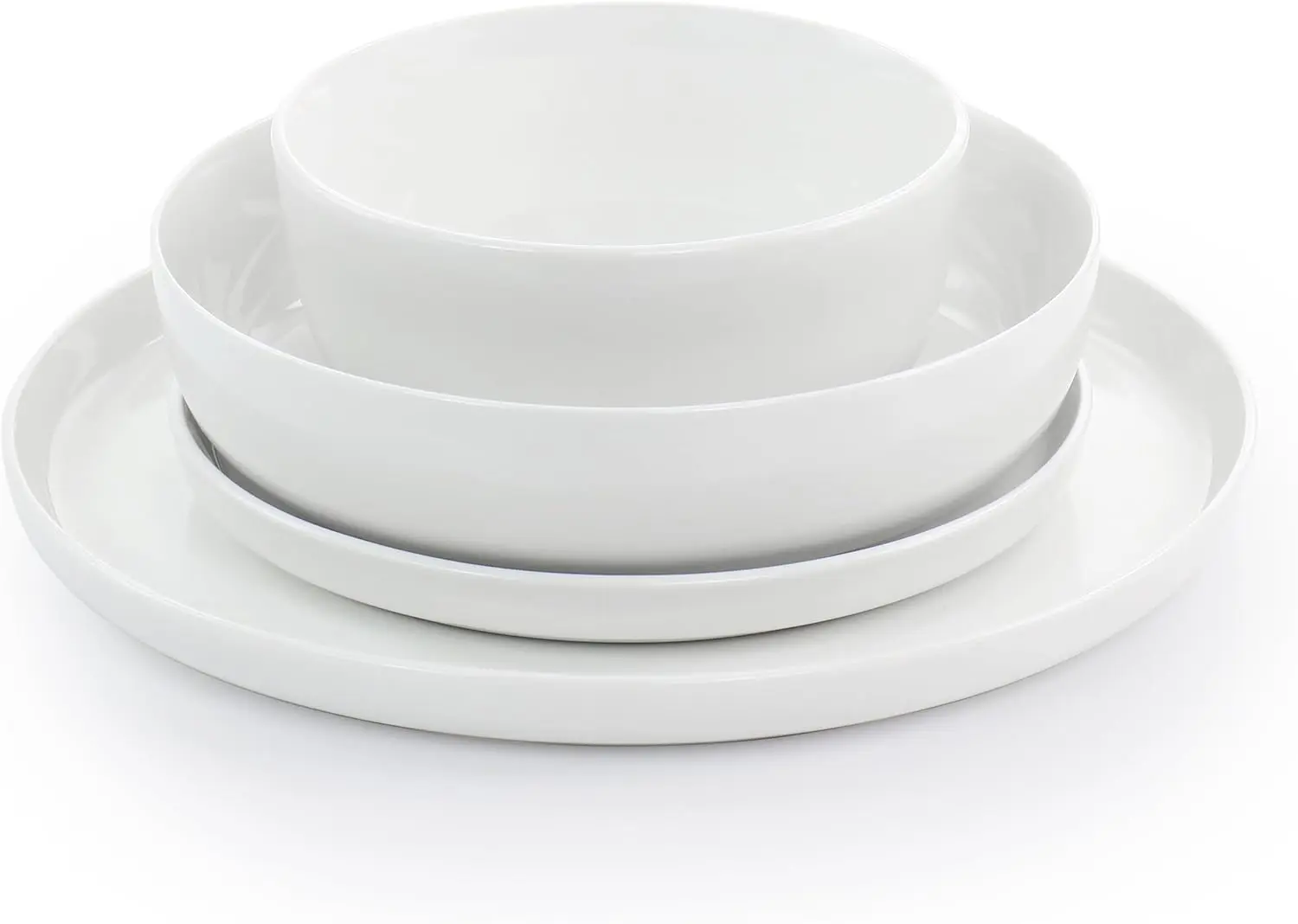 طقم أواني طعام سيراميك رفيعة مكون من 16 قطعة من وايت ديكو باللون الأبيض