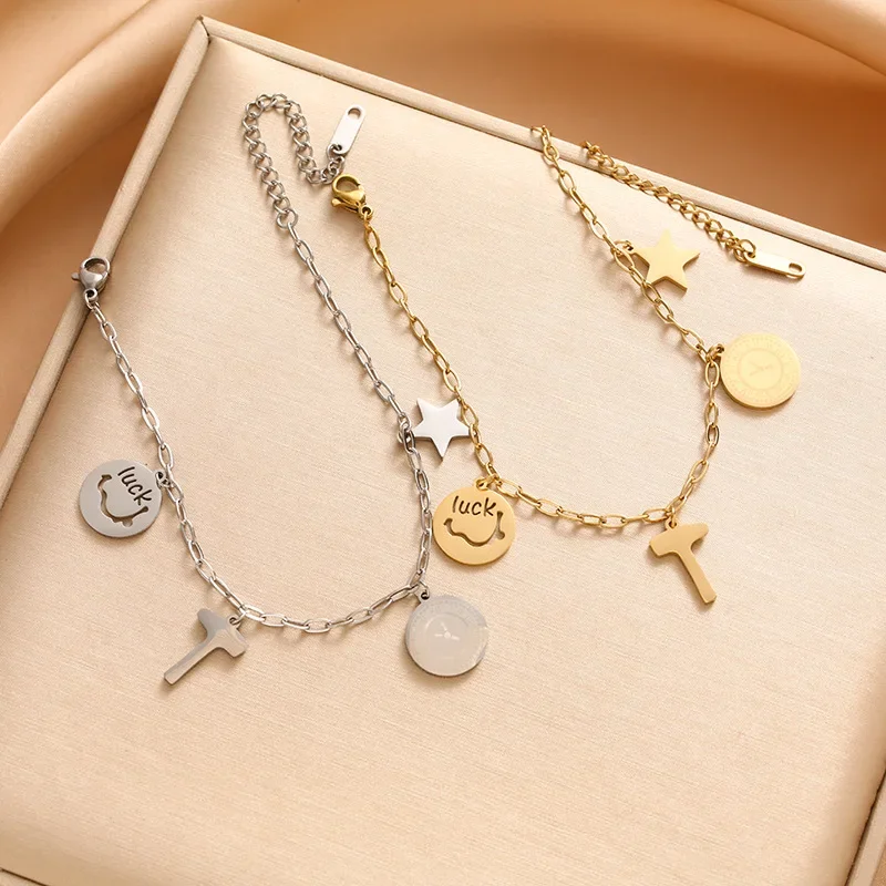 

Браслет 2025 года, кулон с пятиконечной звездой, полая буква из 18-каратного золота и циферблат с римскими цифрами, модный браслет для одежды