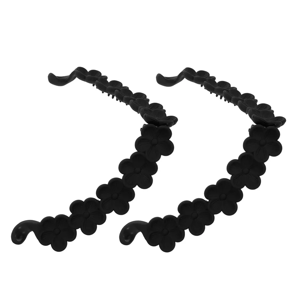 2Pcs Floral Hair Clips for Women Twist Flower Design Vertical Ponytail Hairpin Lightweight Portable Elegant Hair Accessories