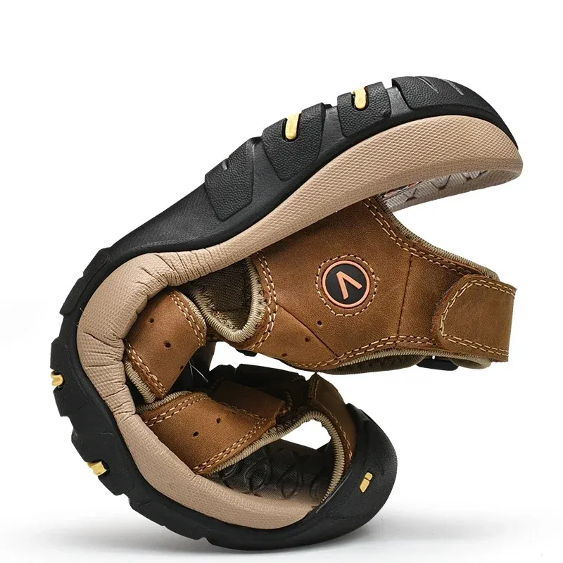 Grote Maat Heren Sandalen Zomer Anti-Collision Outdoor Wandelen Trekkingschoenen Lederen Wandelen Heren Slippers Strand Wading Schoenen